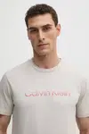 Bavlněné tričko Calvin Klein béžová barva, s potiskem, K10K114155