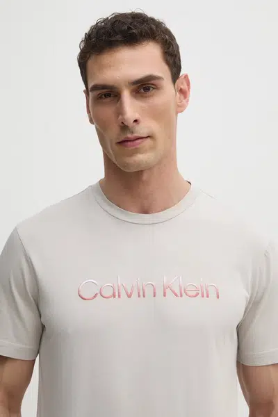 Bavlněné tričko Calvin Klein béžová barva, s potiskem, K10K114155