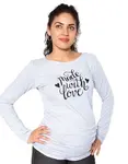 bemaamaa Těhotenské triko dlouhý rukáv Made with Love - šedé - XL