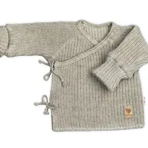 Baby Nellys Kojenecký svetřík, rostoucí, na zavazování na boku - tm. béžová