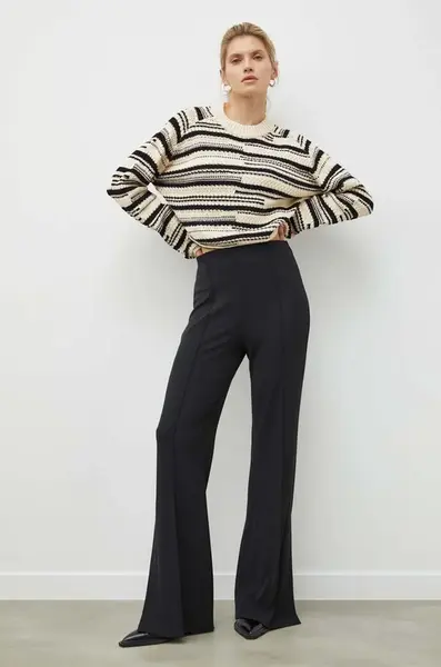 Kalhoty Day Birger et Mikkelsen dámské, černá barva, široké, high waist