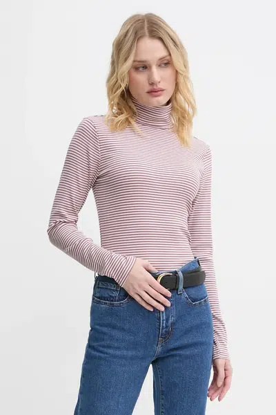 Tričko s dlouhým rukávem Levi's červená barva, s golfem, A8769