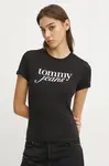 Bavlněné tričko Tommy Jeans černá barva, DW0DW19447