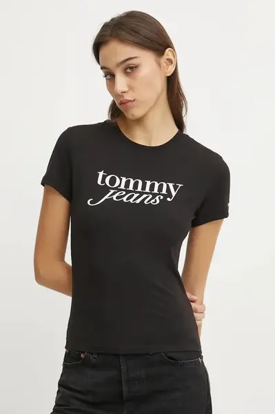Bavlněné tričko Tommy Jeans černá barva, DW0DW19447