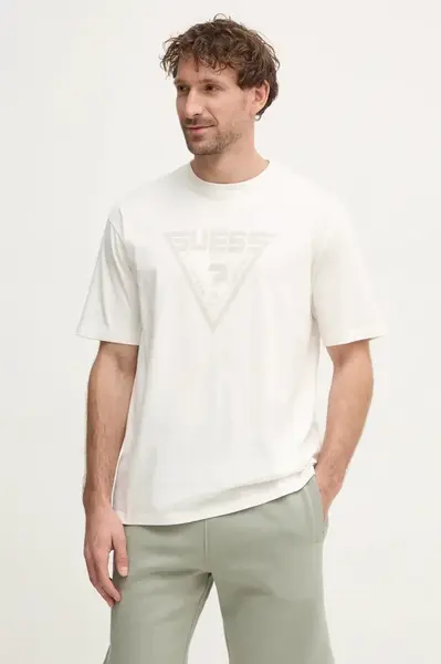 Tričko Guess AZHA béžová barva, s potiskem, Z4BI02 I3Z14