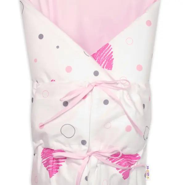 Baby Nellys Klasická retro zavinovačka LALLY šněrovací s výplní, I love Girl,růžová/bílá