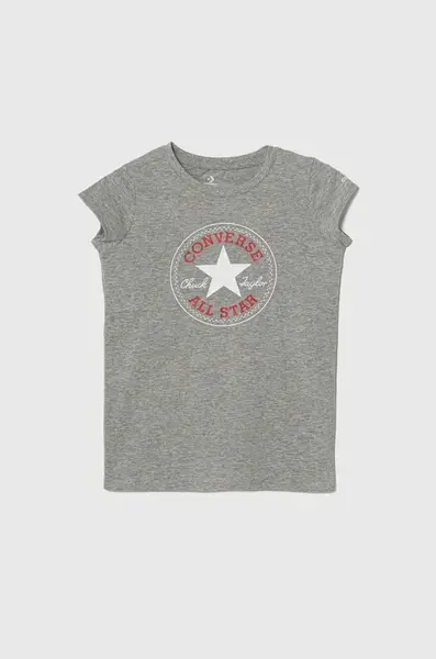 Dětské bavlněné tričko Converse šedá barva