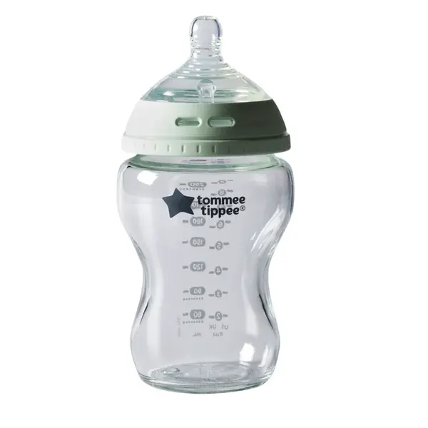 Tommee Tippee Natural Start Samosterilizační skleněná kojenecká lahev s Anti-Colic savičkou Pomalý průtok 0m+ 250 ml 1 ks