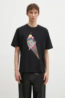 Bavlněné tričko ICECREAM Cone Man černá barva, s potiskem, IC24483