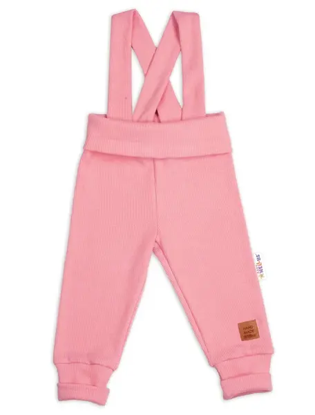 Baby Nellys Rostoucí legíny se šlemi, žebrované s širokým pásem  - meruňkové, 68/74