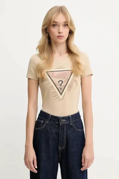 Tričko Guess dámské, béžová barva, W5YI13 J1314
