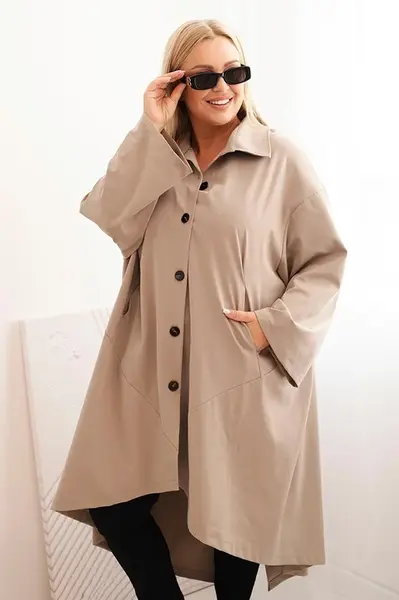 Kesi Włoski Dámská narzutka Plus Size Punto s bavlnou a knoflíky fango