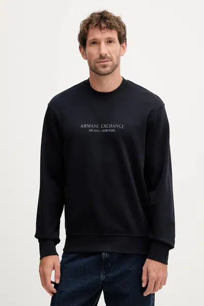 Bavlněná mikina Armani Exchange pánská, tmavomodrá barva, s potiskem, XM001284 AF20934