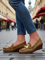 Resti Women's moccasins on a low wedge Mollan