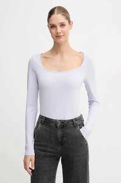 Tričko s dlouhým rukávem United Colors of Benetton fialová barva, 3FJHD10AQ