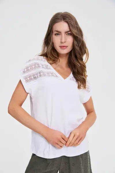 Marisse White Short-Sleeved Blouse