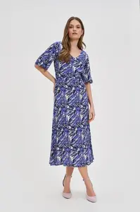 Marisse Navy Blue Viscose Midi Dress