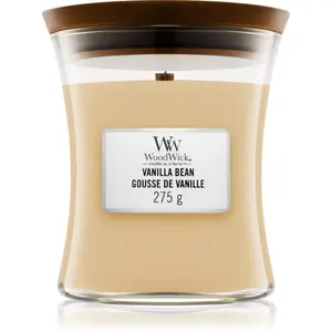 Woodwick Vanilla Bean vonná svíčka s dřevěným knotem 275 g