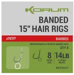 Korum návazec banded hair rigs barbed 8 ks délka 15" - velikost háčku 10