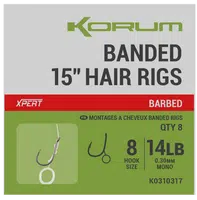 Korum návazec banded hair rigs barbed 8 ks délka 15" - velikost háčku 10