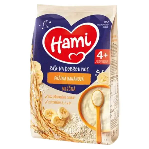 HAMI Mliečna kaša ryžová banánová na Dobrú noc 4m+ 210 g