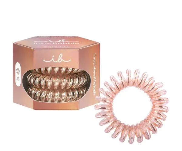 Spirálová gumička do vlasů Invisibobble Original Premium Bronze Me Pretty - bronzová, 3 ks + dárek zdarma