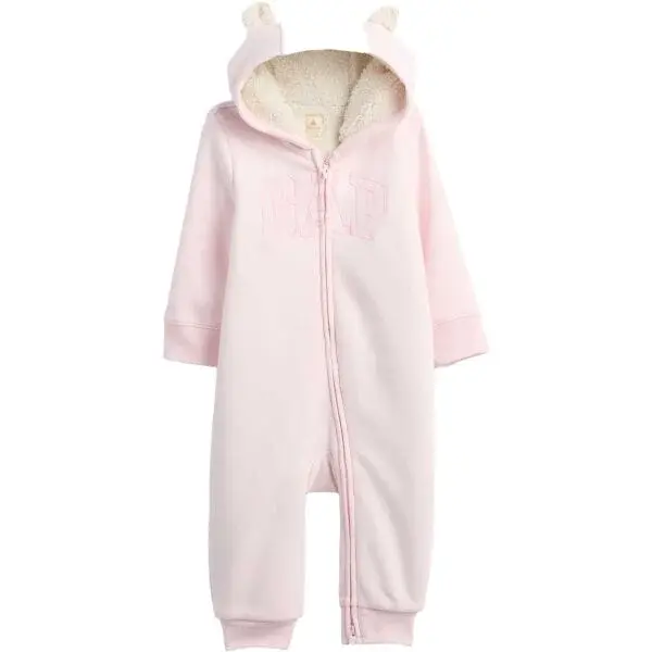 GAP V-FRCH LOGO SHERPA LINED 1PC Dětský overal, růžová, velikost