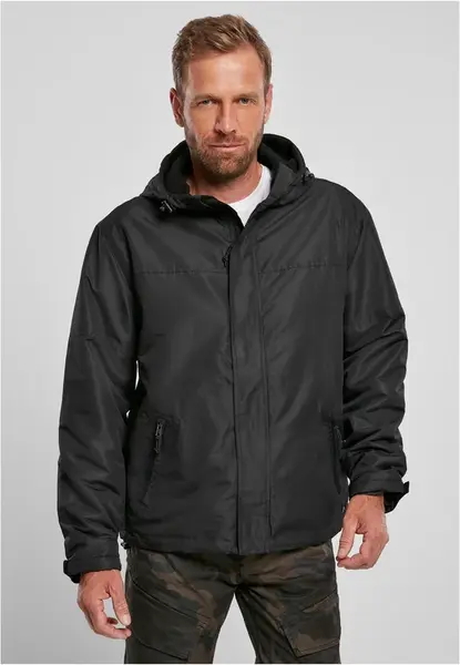 Black windbreaker with front zipper