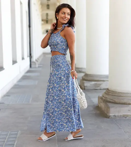 marka niezdefiniowana Blue set with top and skirt Febo