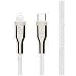 Nabíjecí a datový opletený kabel FIXED s konektory USB-C/Lightning a podporou PD, 1.2 m, MFI, bílá