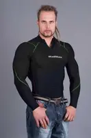 MADMAX Kompresní triko s dlouhým rukávem se zipem, XXL, černo-zelená
