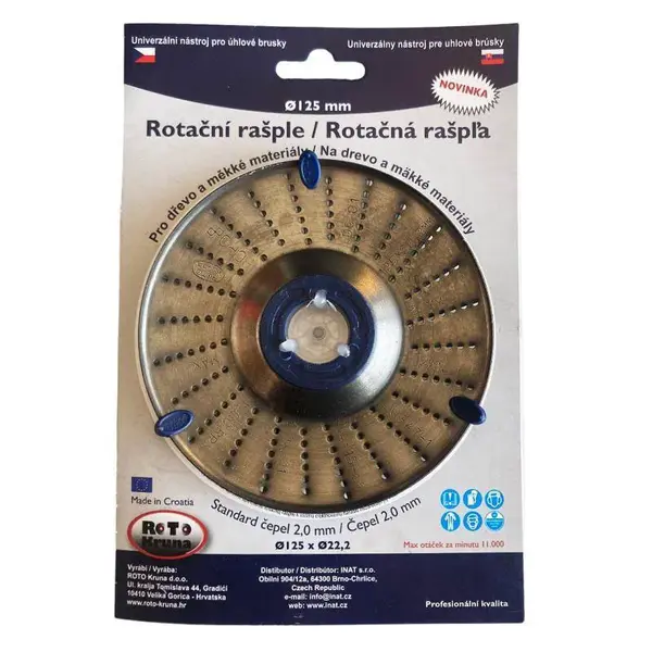 Rašple rotační střední, Ø 125 mm, čepel 2,0 mm