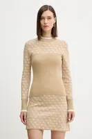 Svetr s příměsí vlny Guess AUBREY béžová barva, s pologolfem, W5BR24 Z3JD2