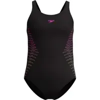 Speedo PLCMT MUSCLEBACK Jednodílné dívčí plavky, černá, velikost 13-14Y