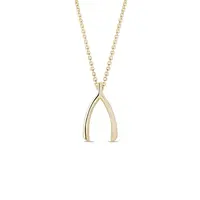 Prívesok wishbone zo žltého 14 kt zlata KLENOTA