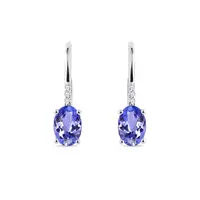 Náušnice z bieleho zlata s diamantmi a tanzanitom KLENOTA
