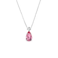 Náhrdelník s ružovým zafírom kvapka v bielom zlate KLENOTA