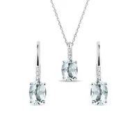 Súprava náhrdelníka a náušníc akvamarín v bielom zlate KLENOTA
