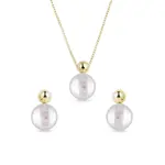 Súprava moderných perlových šperkov zo žltého zlata KLENOTA