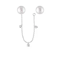 Variabilní perlové náušnice s diamanty a řetízkem v bílém zlatě KLENOTA