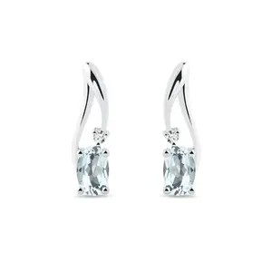 Náušnice z bílého zlata s akvamaríny a diamanty KLENOTA