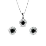 Diamantový set šperků v bílém zlatě s černými diamanty KLENOTA
