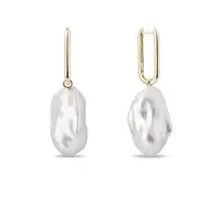 Oválné náušnice s barokními perlami ve zlatě KLENOTA