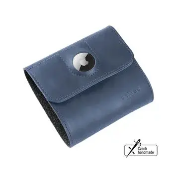 Kožená peněženka FIXED Classic Wallet for AirTag z pravé hovězí kůže, modrá