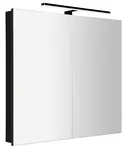 Sapho Greta - Zrkadlová skrinka s LED osvetlením 81x70x14 cm, 2 dvierka, matná čierna GR085-0035