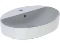 Geberit VariForm - Umývadlo na dosku, 60x45 cm, s prepadom, otvor na batériu, biela 500.772.01.2