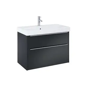 Jika Pure - Skrinka s umývadlom, 80x54x42 cm, 2 zásuvky, matná čierna H40B2344023532