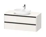Duravit Ketho.2 - Umývadlová skrinka s výrezom, 57x120x55 cm, 2 zásuvky, lesklá biela K24897022220000
