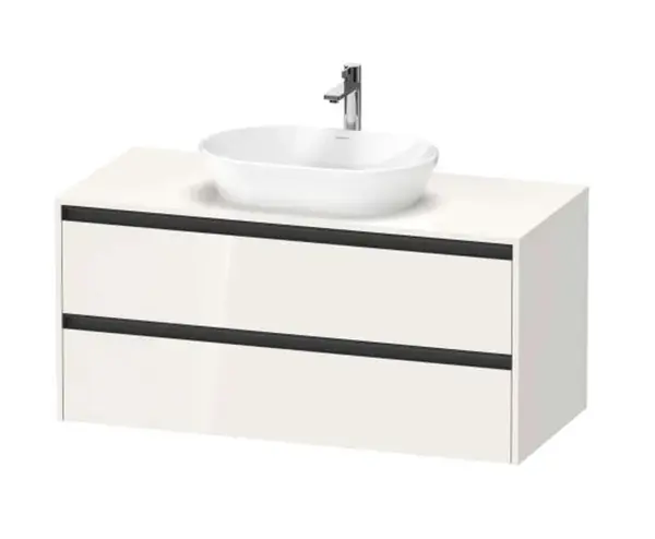 Duravit Ketho.2 - Umývadlová skrinka s výrezom, 57x120x55 cm, 2 zásuvky, lesklá biela K24897022220000