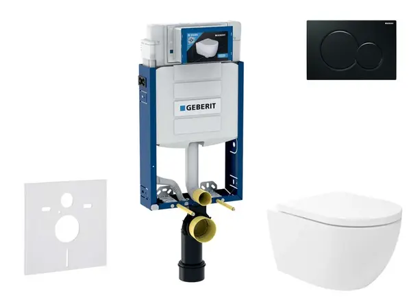 Geberit Kombifix - Set předstěnové instalace, klozetu Oudee Vortex a sedátka softclose, tlačítko Sigma01, černá SANI15CA5135